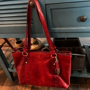 Børn burgundy leather satchel handbag